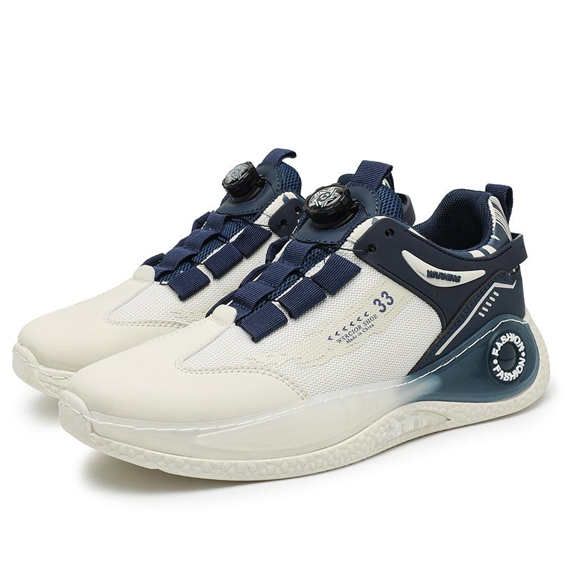 Fashion Mens Sneakers with Rotating Buckle Comfy Non Slip Lace Up Shoes for Mens Outdoor Activities Four Season Running Student Sneakers
