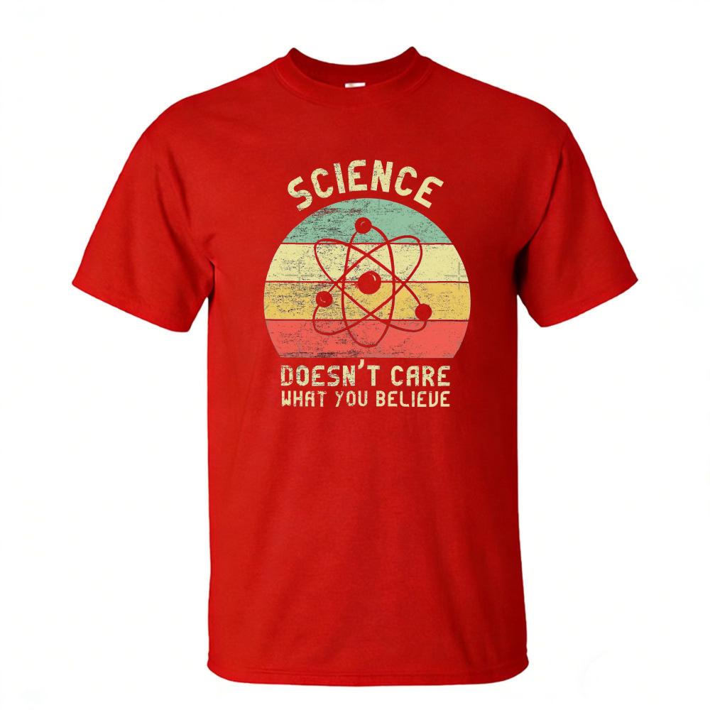 Science Doesnt Care What You Believe Summer Unisex Cotton Tshirts Distressed Rainbow Striped Circle Print Scientist Holiday Tee