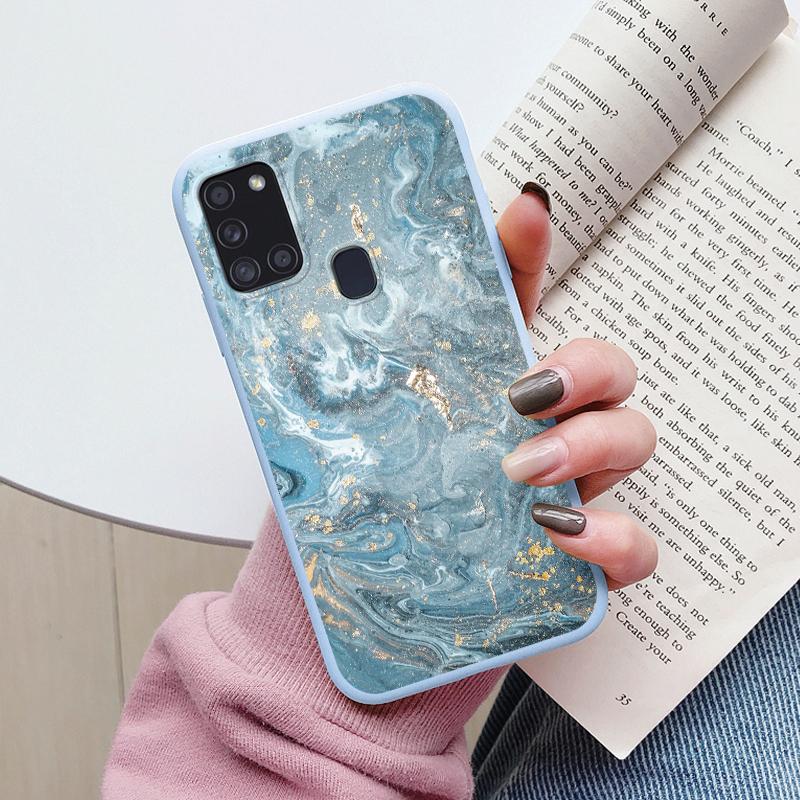 Case For Samsung Galaxy A21S Back Cover Protective Silicone Fundas Fashion Marble Stone Texture Coque For Samsung A21S Capa