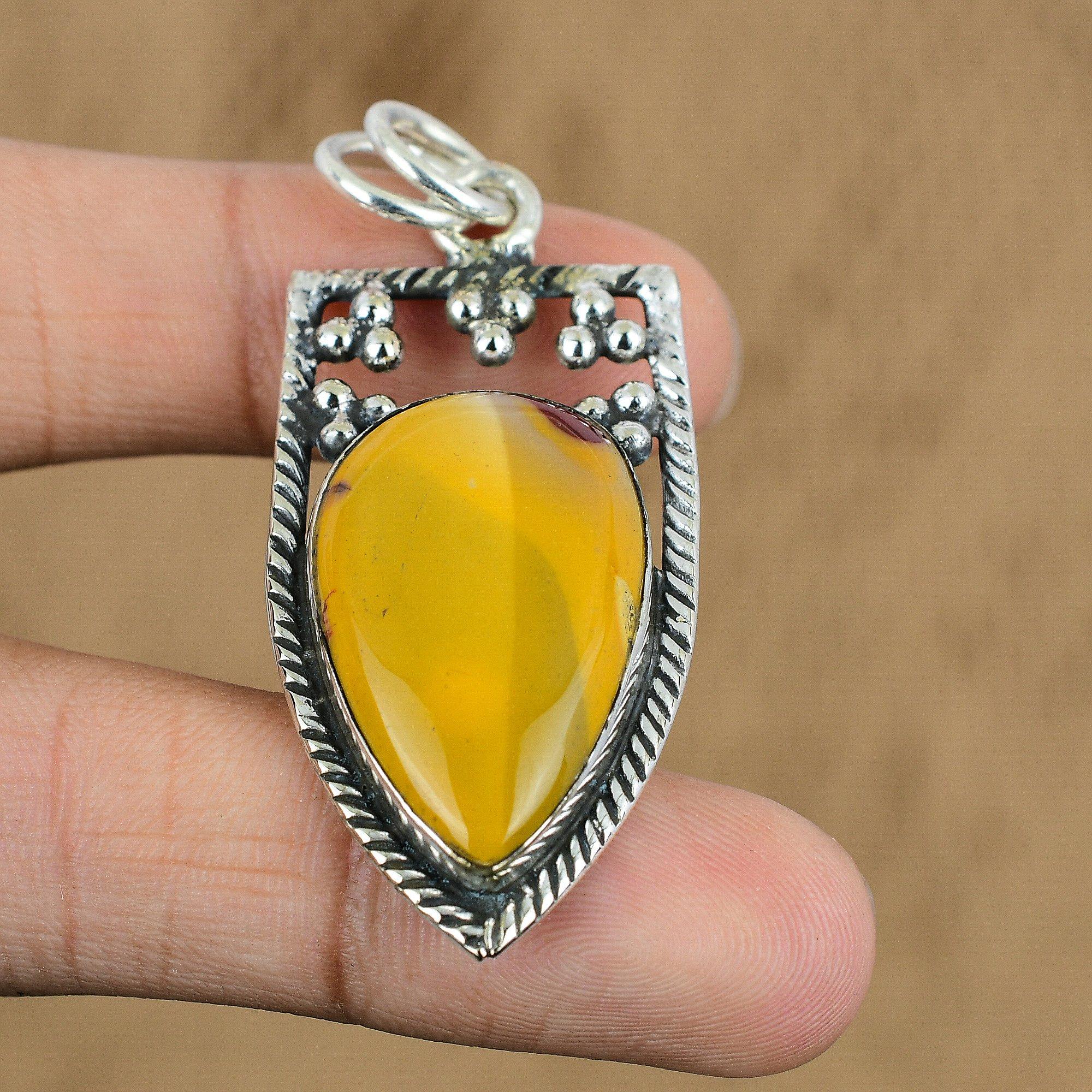 

Natural Mookaite Gemstone Indian Jewelry 925 Sterling Silver Pendant For Girls