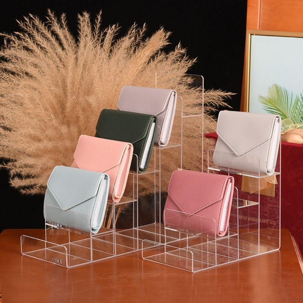 

Black Wallet Glasses Storage Rack Space Saving Acrylic Display Stand Desktop Black-2 Layers