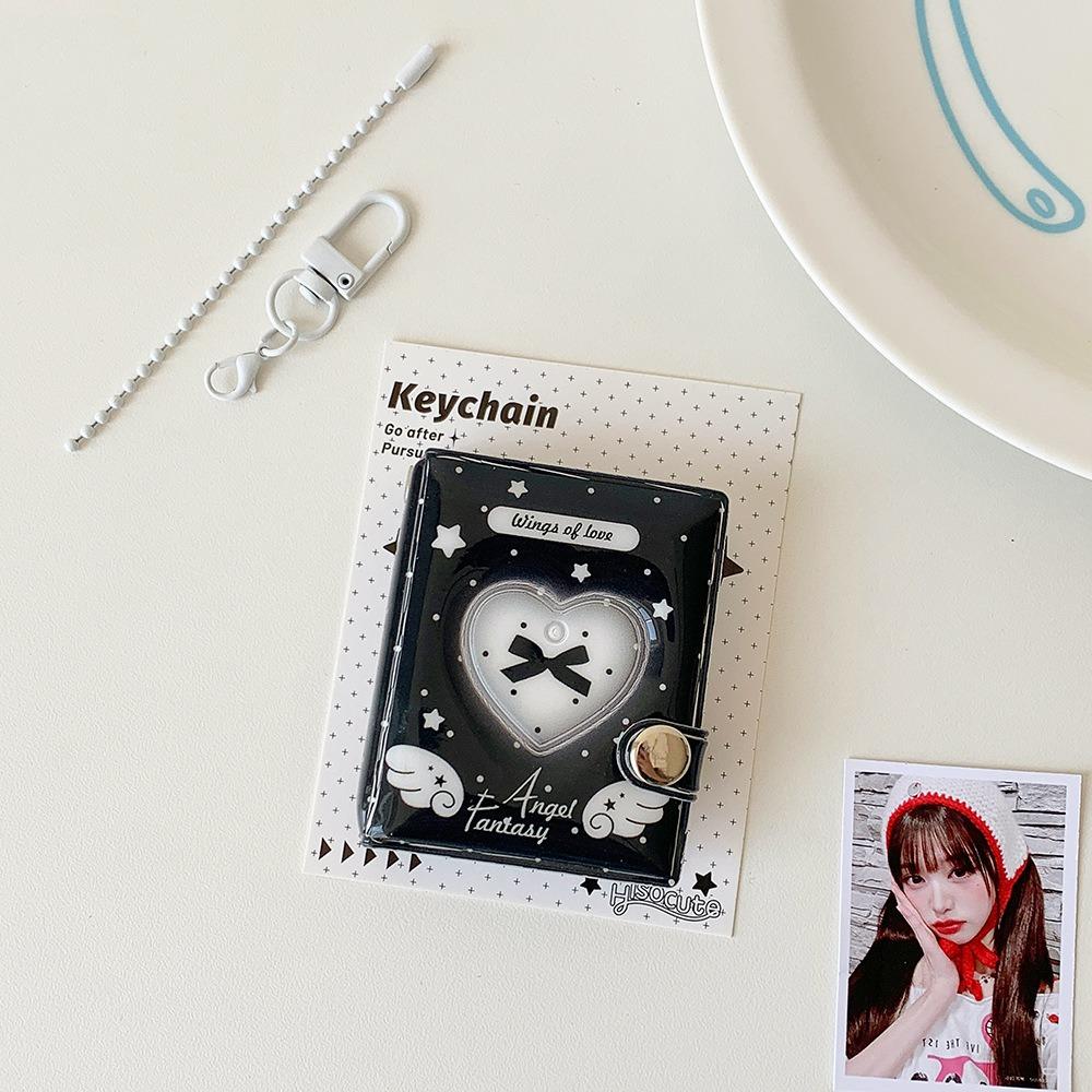 Durable 2-inch Card Storage Photocard Holder Wings Patterns With Keychain Kpop Idol Card Binder Photo Album