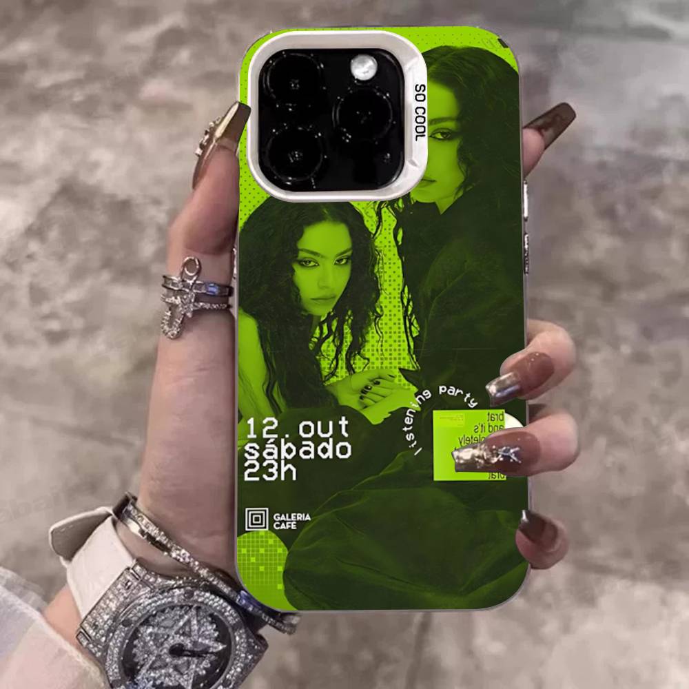 British Pop C-CharliS-XCX Singer Phone Case Color Silver Shell For LPhone 17 16 16e 15 14 13 12 11 Pro Max Plus