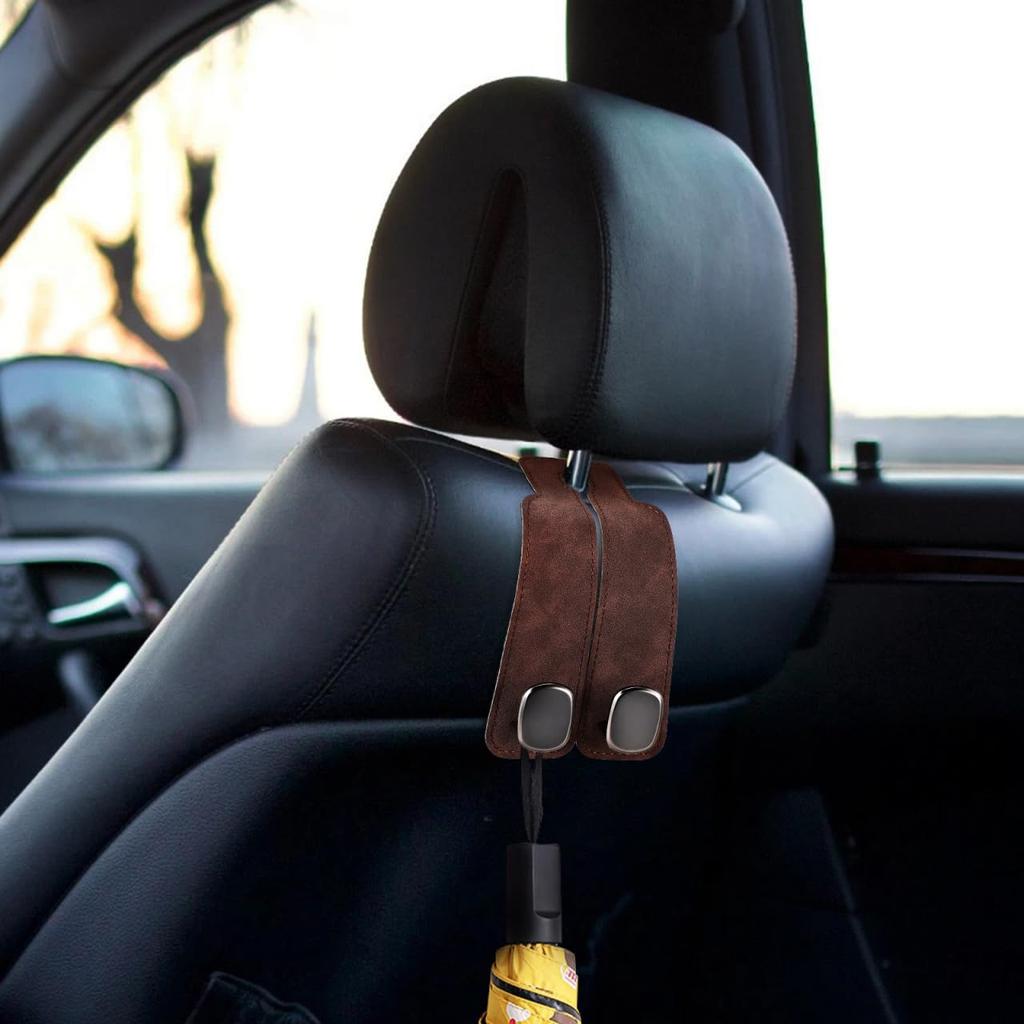 POPETPOP Car Hook, Luggage Rack, Headrest Seat Luggage, Artificial Suede, Leather, Double Headed, Storage,