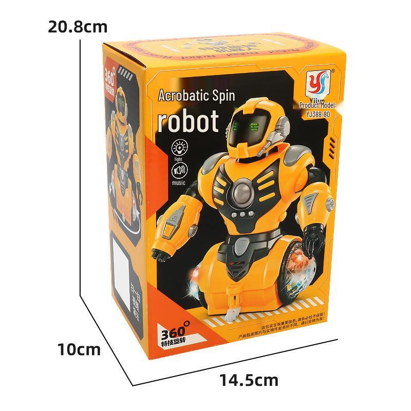 

Rotating Stunt Robot Toy with Lights and Music for Kids Basic Version [No Accessories]