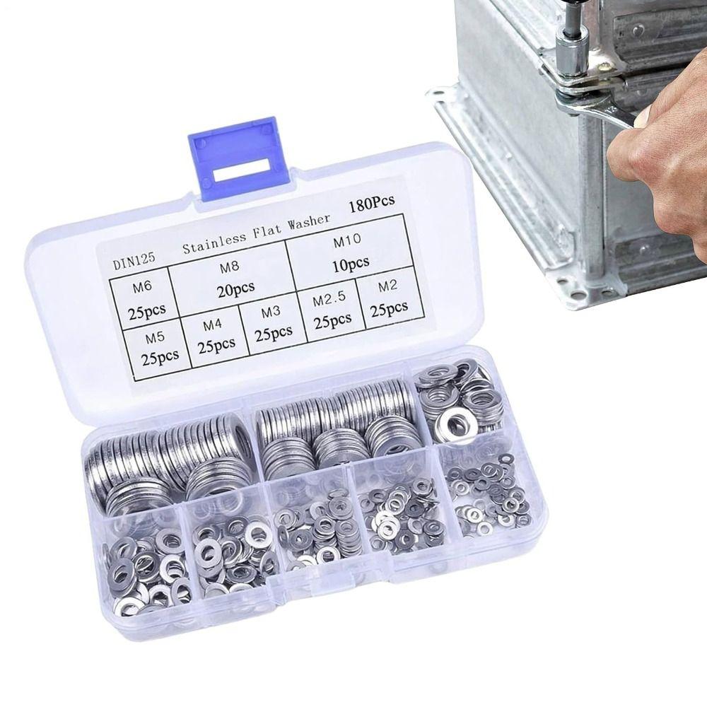 180pcs Solid Construction Flat Washer Assortment Sump Plug Washer  Outdoor Construction