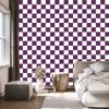 Checkerboard Wallpaper in White, Plum and Purple for Living Room and Bedroom 50x1000