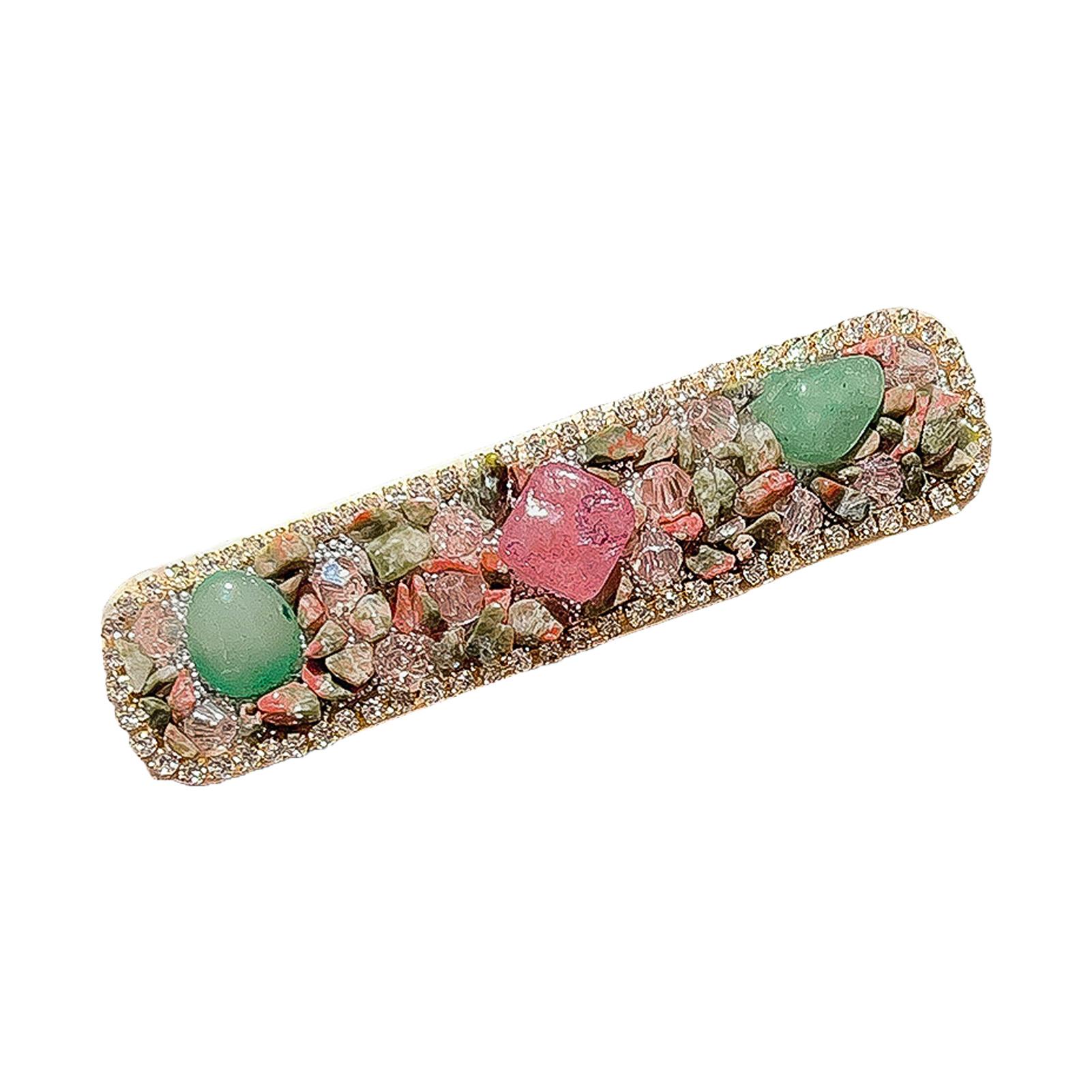 

Vintage Colored Stone Hairpins Women s Exquisite Side Bangs Hair Clip Handcrafted Rhinestone Hair Accessories for Wedding Party