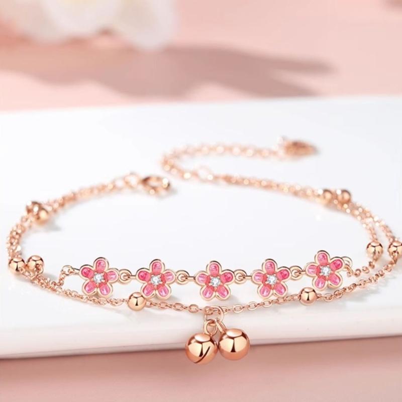 Elegant Copper Ankle Chain With Delicate Peach Blossom Bell Charm For Daily Wear Comfort Fit Accessory for Women
