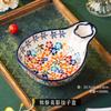 Hand-painted Dumpling Plate with Vinegar Plate Household Retro Ceramic Tableware Vegetable Plate Special Plate for Dumplings Fruit Snack Plate