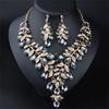 Gorgeous Colorful Crystal Flower Drop Collar Necklace Earring Luxury Wedding Jewelry Set Exaggerated Girl's Bridal Party Gift