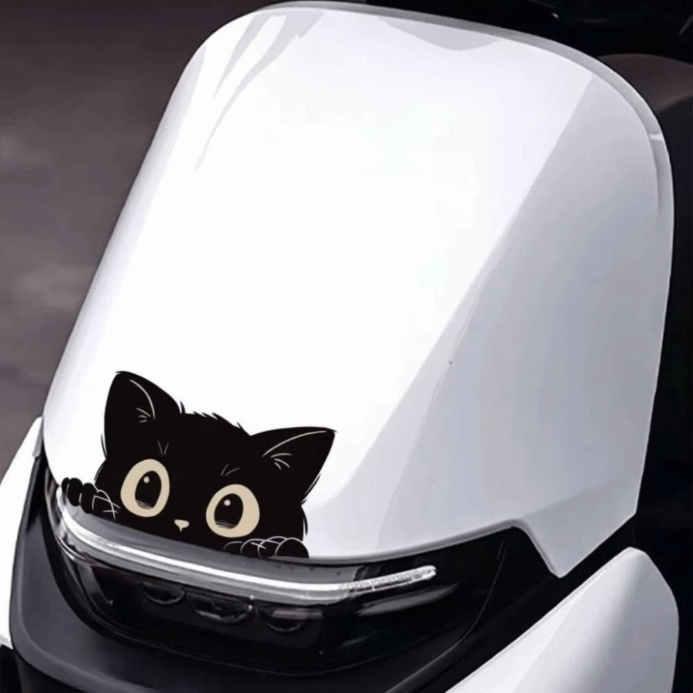10pcs Peek-a-Boo PVC Decals Black Funny Kitty Decals Cartoon Car Styling Cover  Laptop