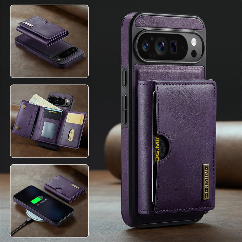 2 in 1 Detachable Magnetic Flip Leather Phone Case for Google Pixel 10 Pro XL Pixel 9 Pro Pixel 8 Pro Vintage Wallet Card Pocket Back Cover Coque