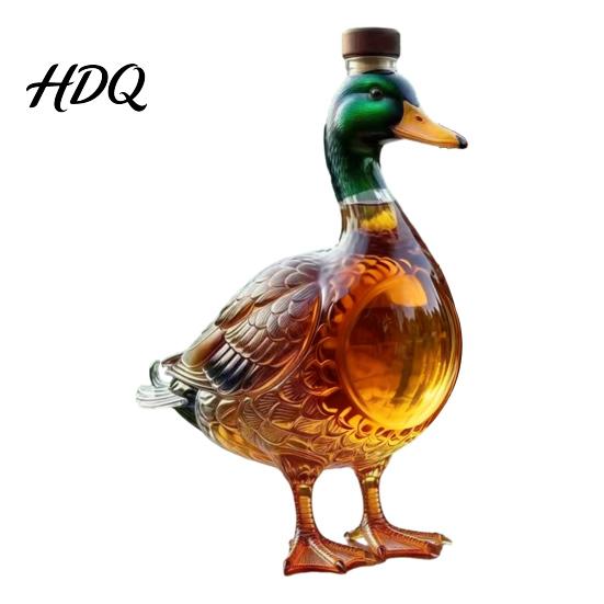 Whiskey Glass Container Duck Decanter, Straight Bourbon Bottle with Stopper, 350ml Decanter