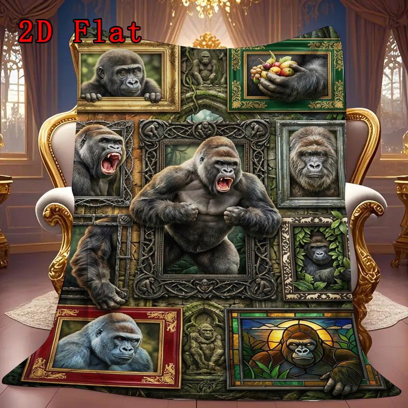 Gorilla Art Gallery 2D Flat Pattern Flannel Blanket, High quality All Seasons, Home Decor, Warmth and Comfort, Perfect for Christmas Gifts.
