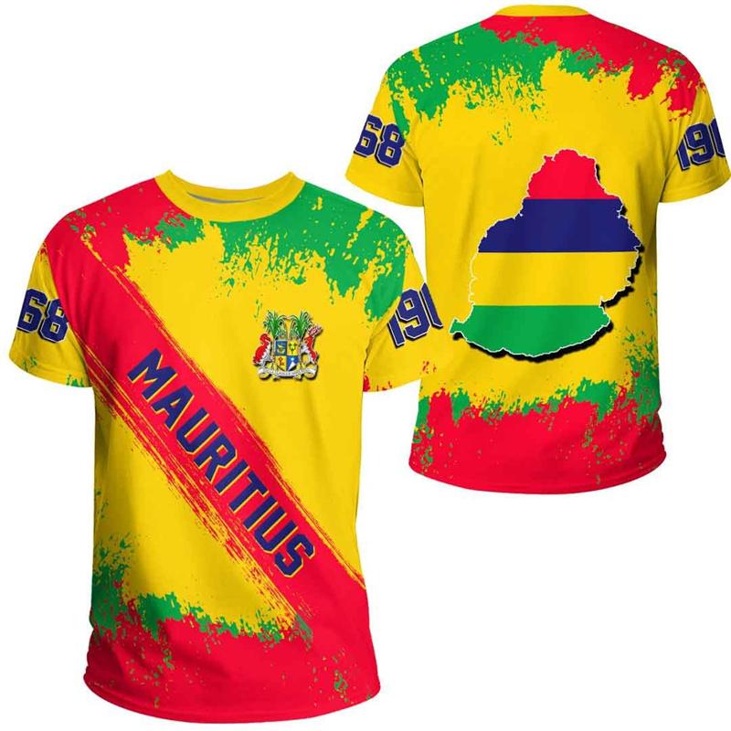 Camiseta con Estampado Africano de Mauricio para Hombre Ropa Moda Calle Cuello Redondo Manga Corta Camisetas Estampadas en 3D Verano Holgadas