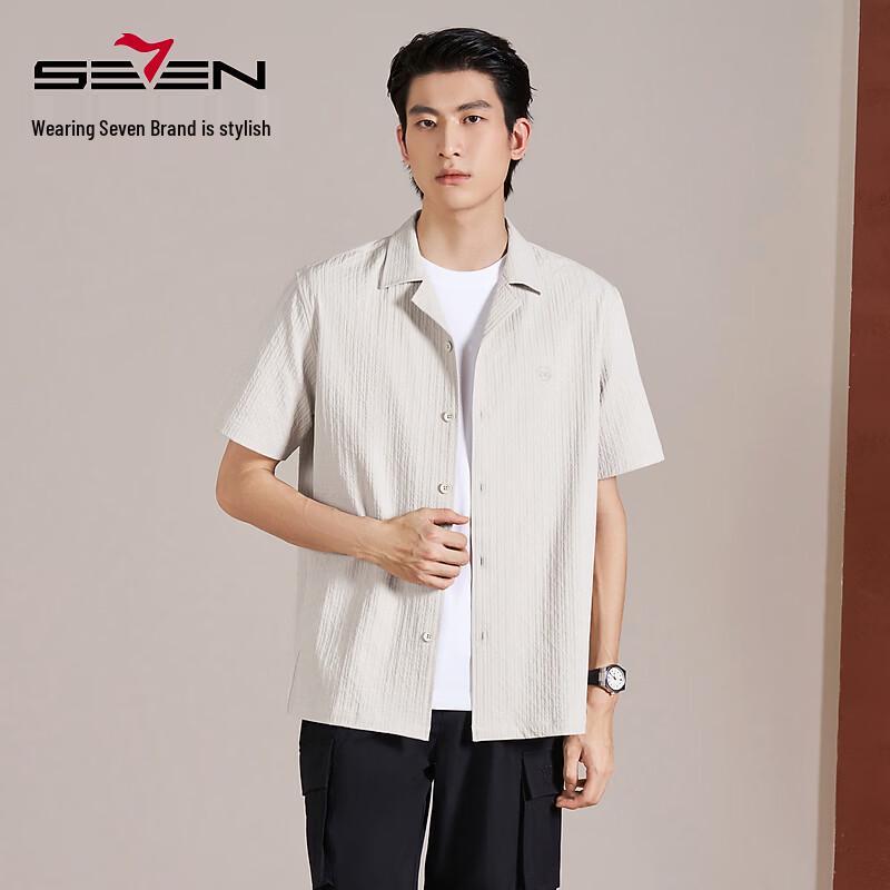 SEVEN Men s Cuban Collar Short Sleeve Shirt M