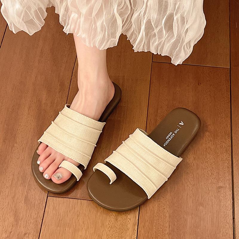 Xiaoliang slippers women's summer outer wear new style sense fashion casual cover toe flat bottom beach one-word drag