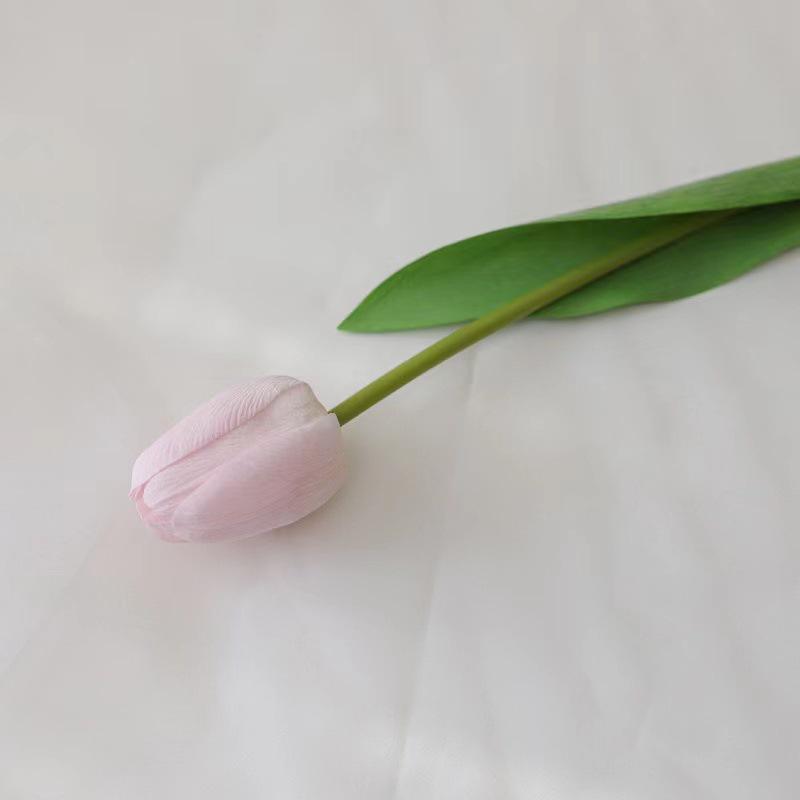Hanyang Moisturizing Feel Artificial Tulip Flower for Decoration, Living Room or Photography, Pink and White