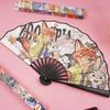 Panda 8-inch Cartoon Folding Fan - Cute Anime Design, Perfect for Students, High-Quality Summer Cool