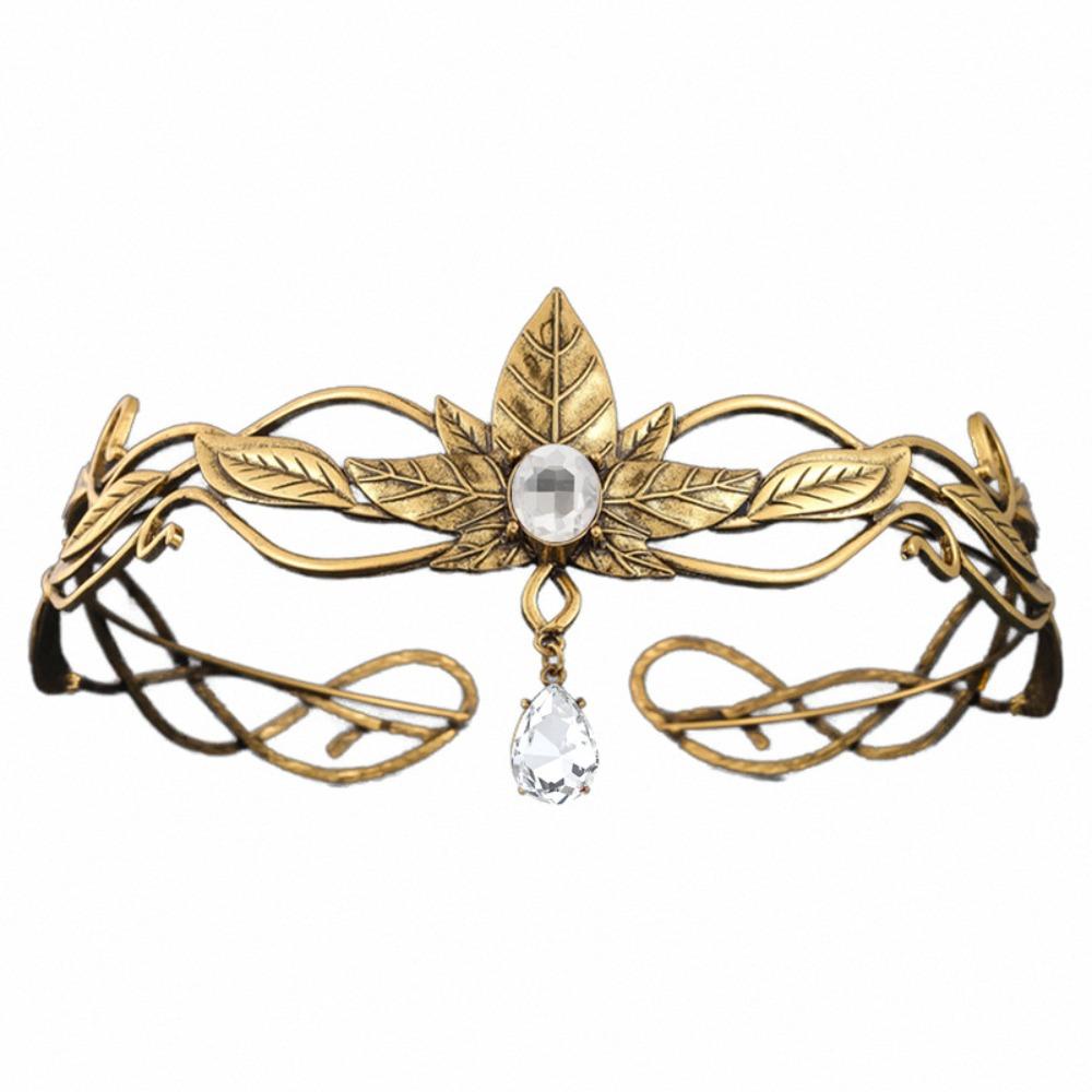 Vintage King Round Elves Crown Baroque Zinc Zinc Alloy Rhinestone Headdress  Bridal Party