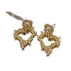 Retro Heart Pearl Tassel Earrings: Geometric Fashion Studs for Women