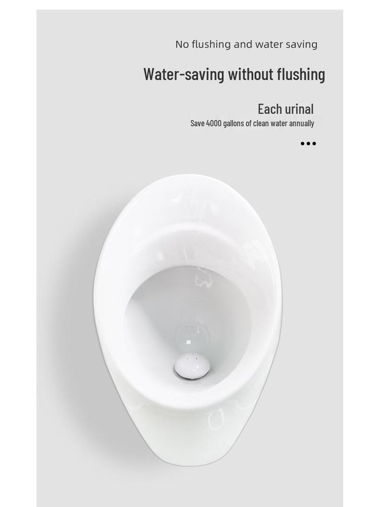Men's Wall-Mounted Waterless Ceramic Urinal for Home
