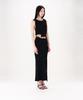 Nogtabeu Curve Strap Long Skirt Black