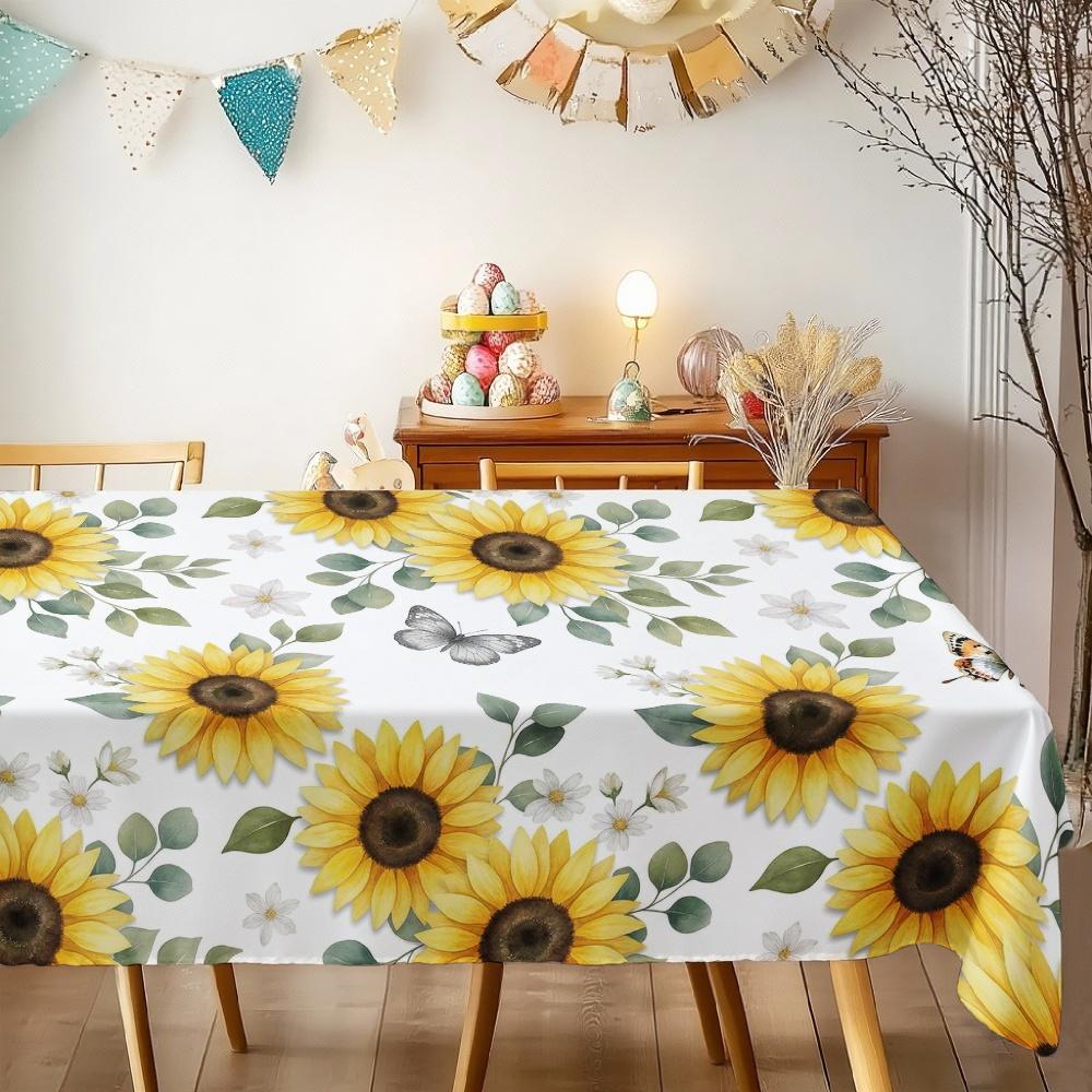 Zonnebloem Patroon Rechthoekige Tafelkleed voor Tafeldecoratie Keuken Eetkamer Waterdicht Herbruikbaar Tafelkleed voor Tafel Eetkamer