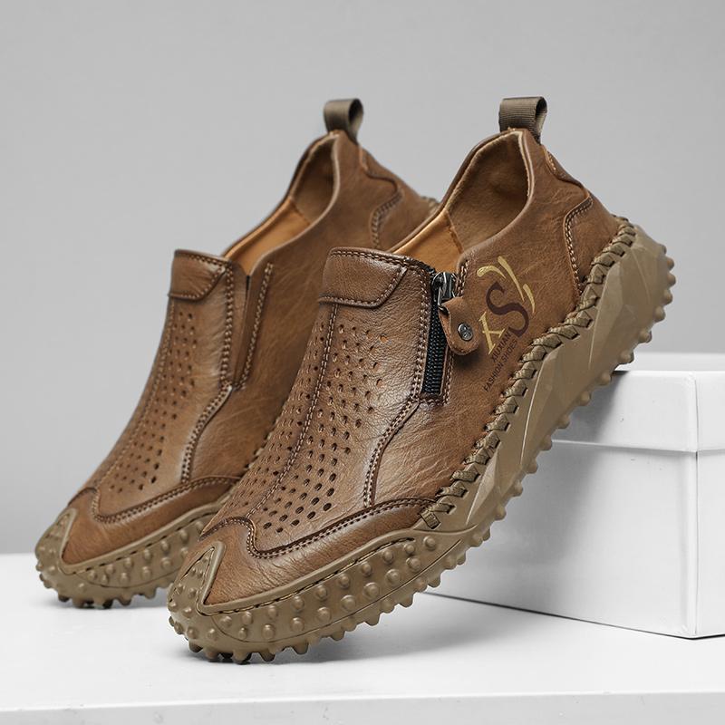 Ručně vyráběné pánské ležérní boty z štípané kůže, prodyšné mokasíny, pánské business ploché boty, boty pro řidiče