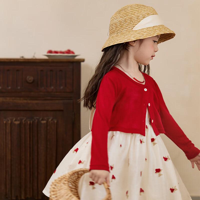 LUSON 2025 New Style Girls  Knit Cardigan & Strap Dress Set 100