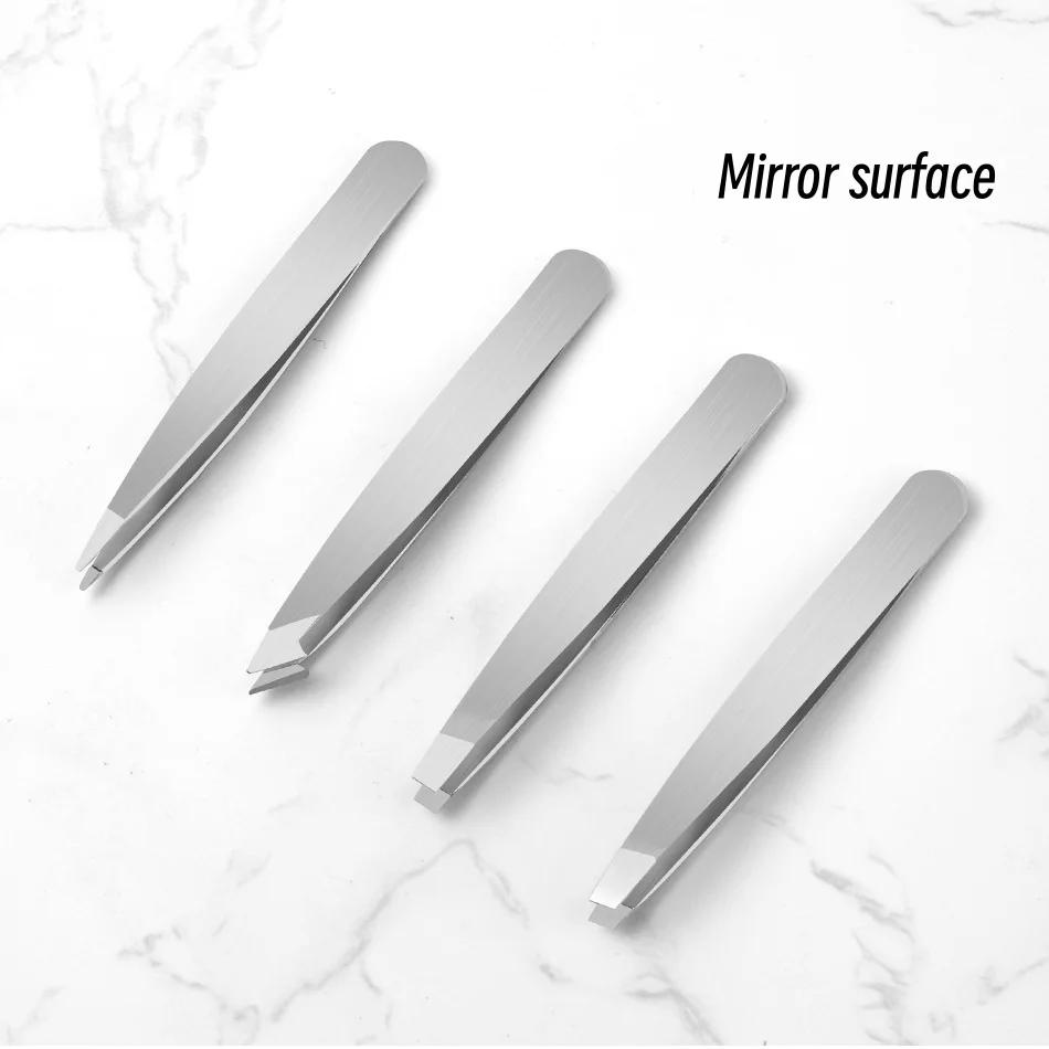 

4 шт./набор пинцетов для бровей 63 мм из нержавеющей стали пинцеты для бровей с кожаным чехлом-удаление остатков волос на лице и вросших волос