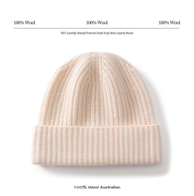 Thickened Wool Ribbed Cuff Cashmere Knit Hat - Warm and In Stock