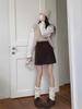 2023 New Korean Style High-Waist Black Woolen A-Line Skirt for Petite Women