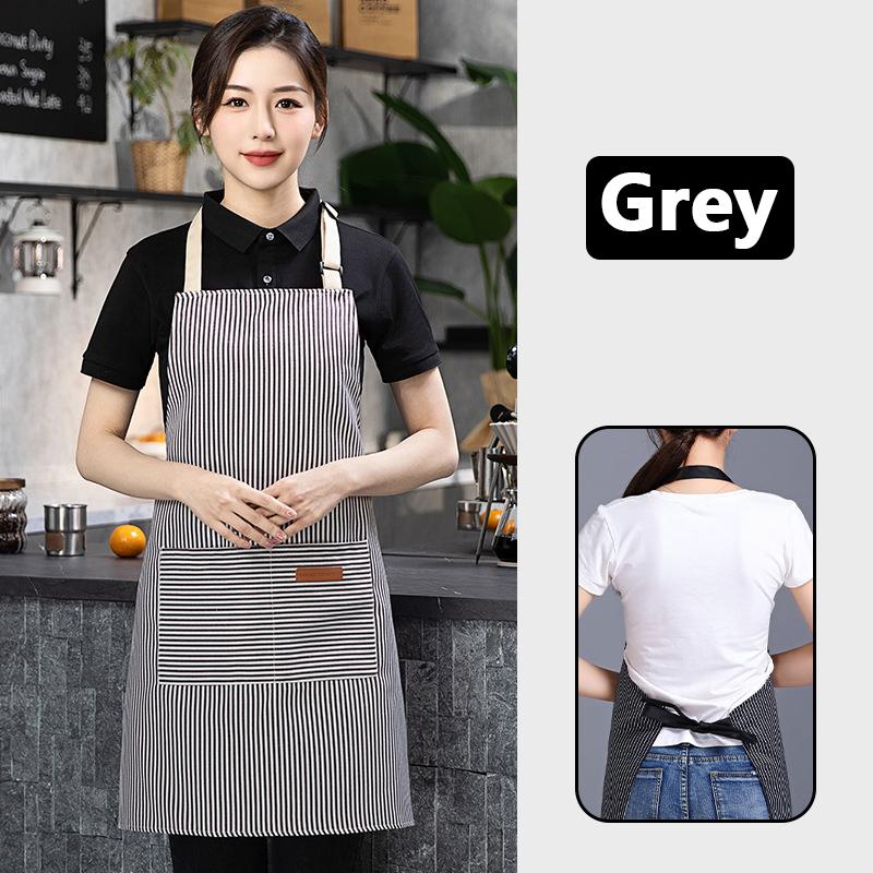 

Fashionable And High-end Apron Restaurant Bakery Kitchen Apron Breathable Striped Apron Catering Work Milk Tea Shop Apron сірий