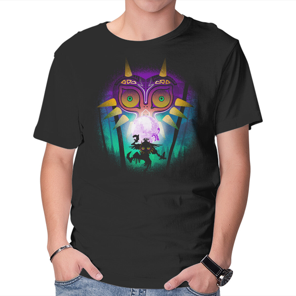 Unisex Crew Neck T-Shirt The Moon And The Mask Graphic Short Sleeve Casual Tee XXXL