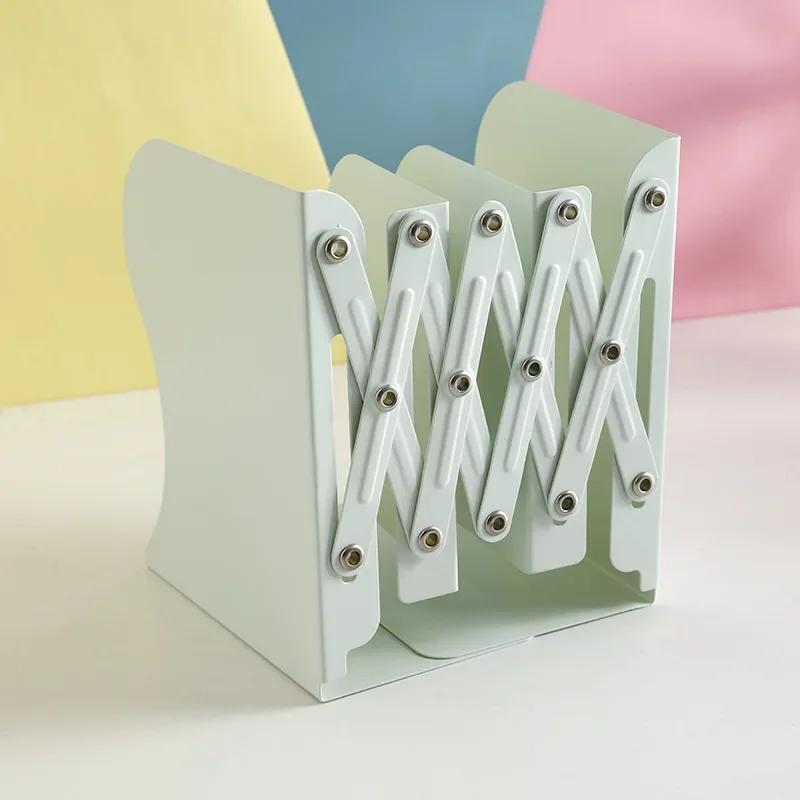 Adjustable Iron Desktop Bookends - Non-Slip Book Stand & Rack, Artistic Shelf Holder for School Stationery & Office Accessories