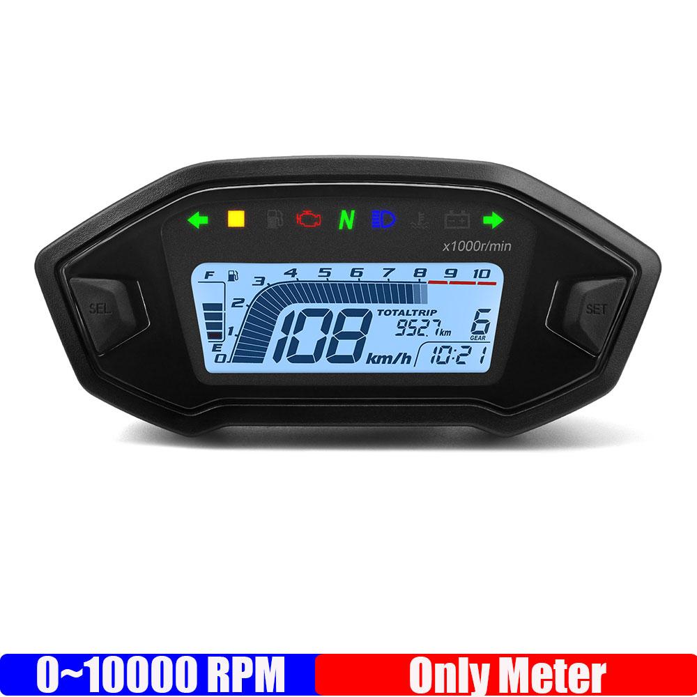 

Новый универсальный мотоциклетный прибор ЖК-цифровой 10000 об/мин спидометр мотоцикл для 2-4 цилиндров одометр 7 цветов света
