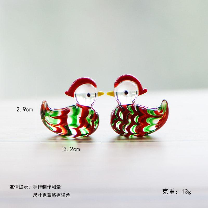 Mini Cute Glass Mandarin Duck Figurine Cartoon Animal Tiny Statue Craft Ornament Home Garden Micro Landscap Decor Accessories