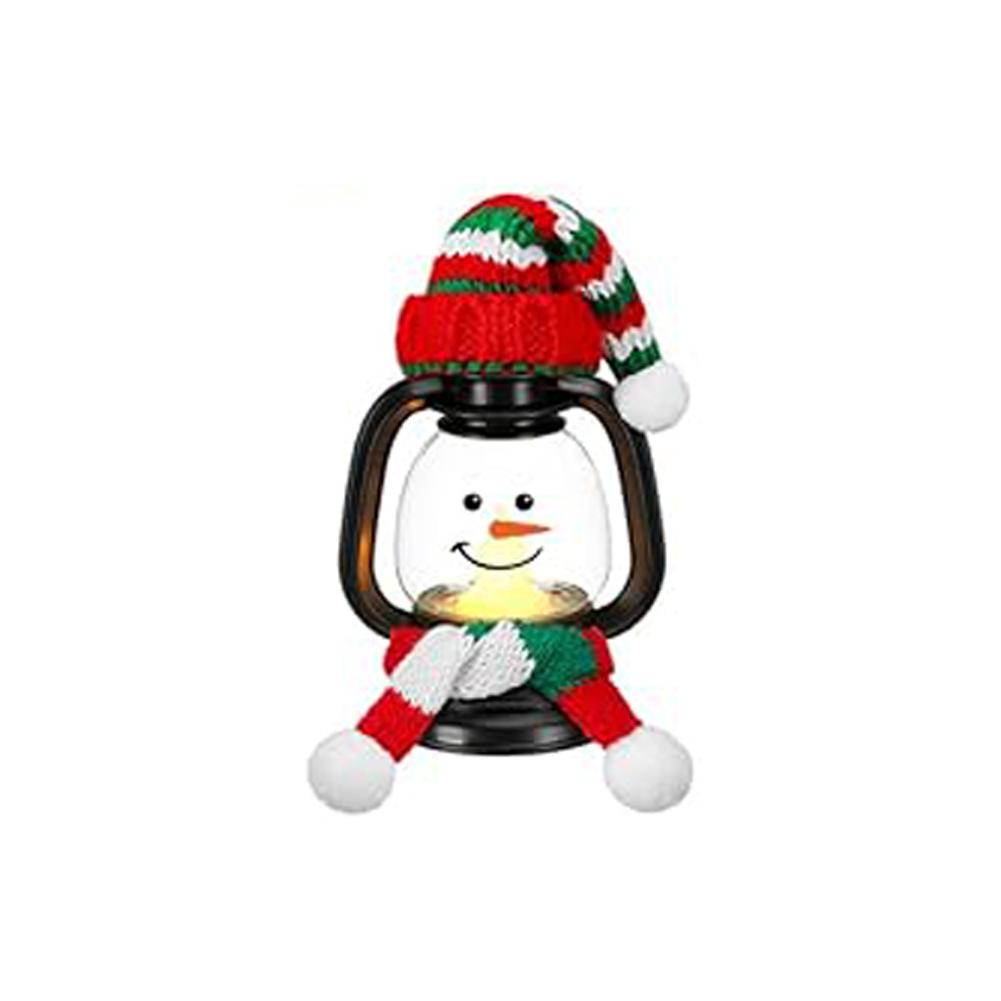 Retro Small Oil Lamp Halloween LED Snowman Lantern Light 12 Expressions With Hat Scarf Holiday Party Home Festive Decoration