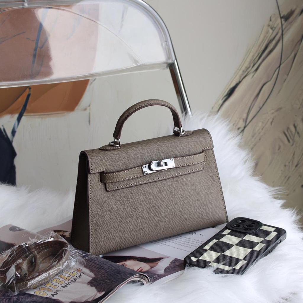 Bolso Kelly Color Caramelo: Bolso de Mano de Moda Europeo y Americano para Mujer, Bolso de Hombro Único o Cruzado de Gama Alta