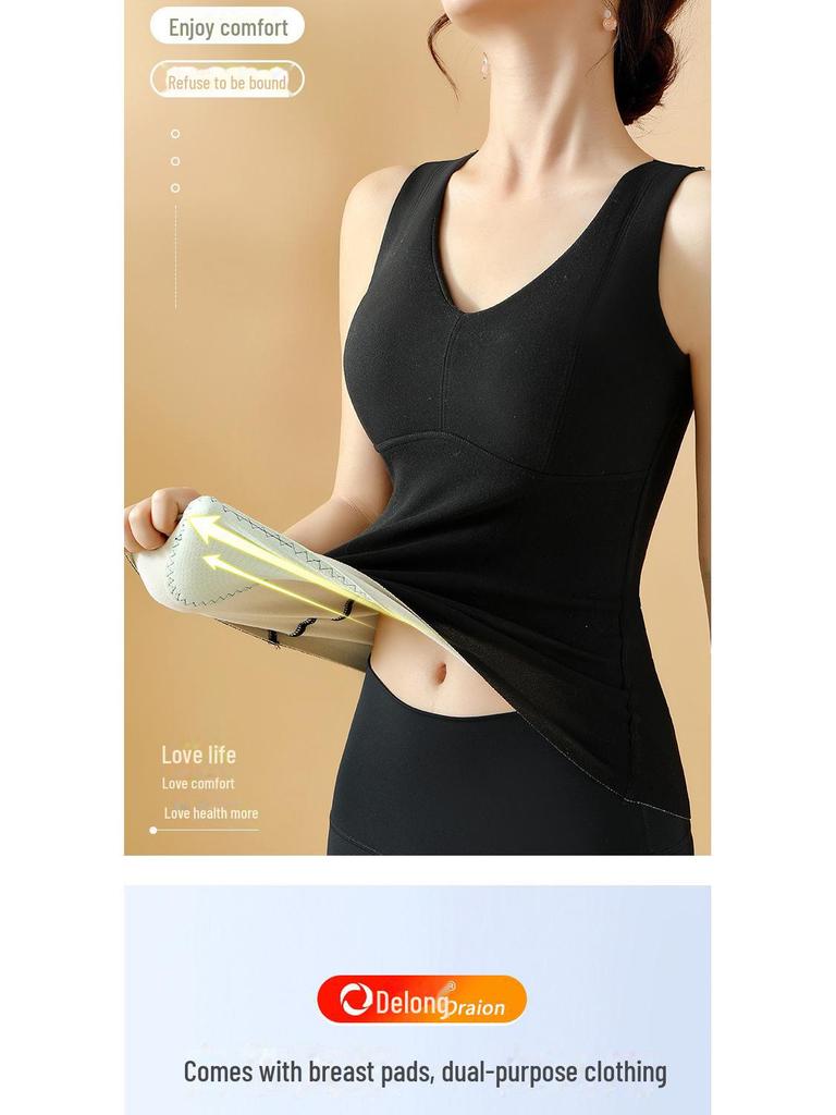 Women's Self-Heating Fleece Vest with Chest Pads for Autumn and Winter