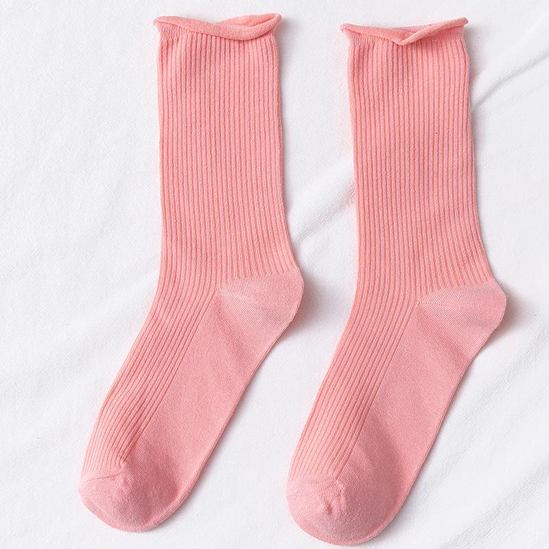 Colorful Women's Mid-Calf Candy Color Cotton Socks - Versatile for Spring and Autumn, Sporty and Over-the-Knee.