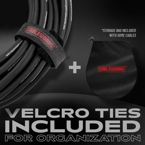Cableworks by Gator Cases Headliner Series 10ft S/L Shielded Cable for Guitar/Bass with Mute Switch (GCWH-INS-10RAQT)