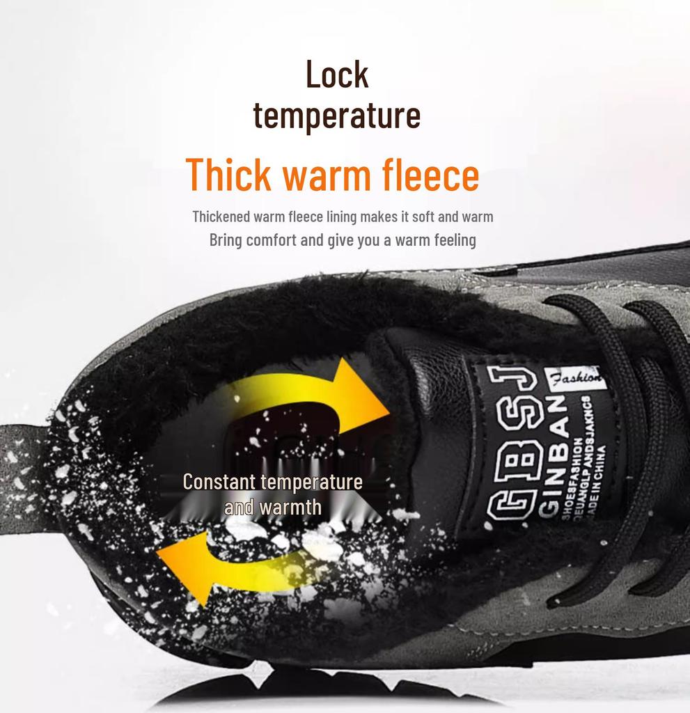 Men's Winter Fleece-Lined Safety Work & Hiking Shoes - Soft Sole, Warm, Fashionable for Commuting