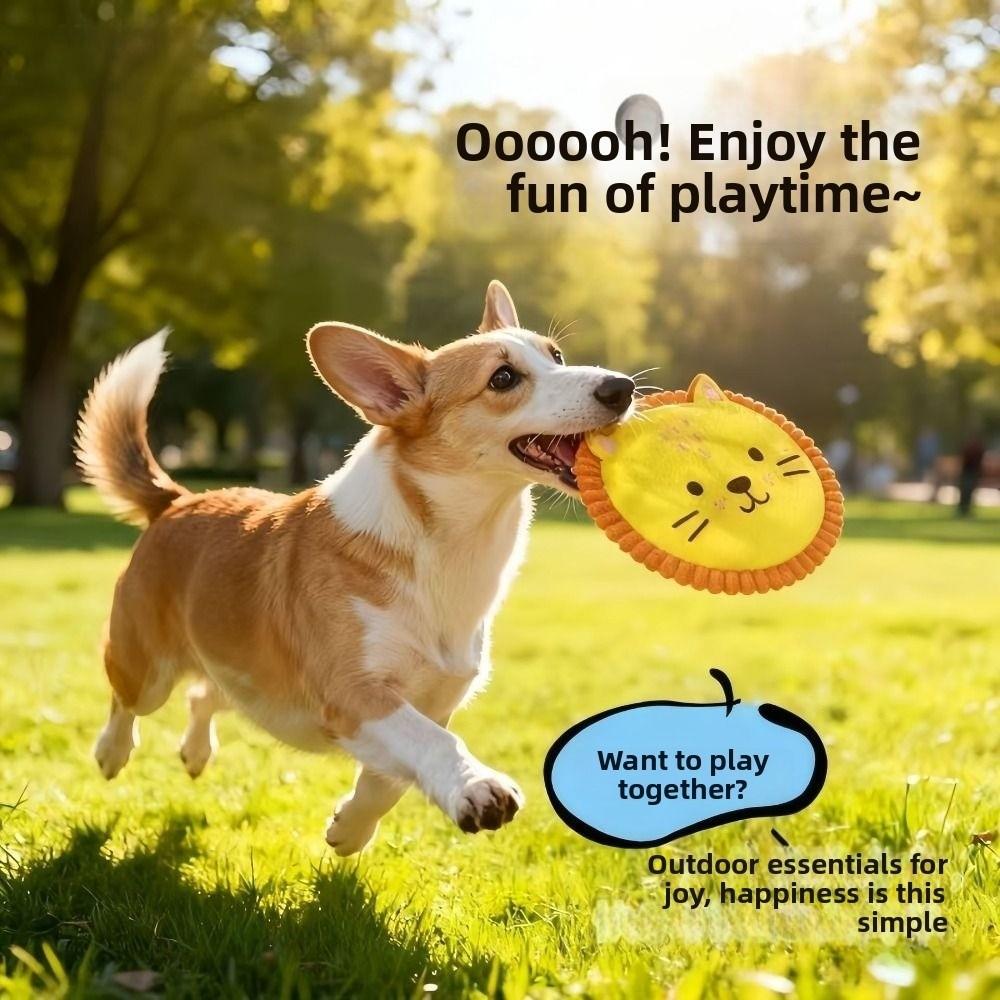 Soft Interactive Dog Throw Toy Colorful Puppy Chew Toy Dog Plush Flying Disc  Outdoor Sport