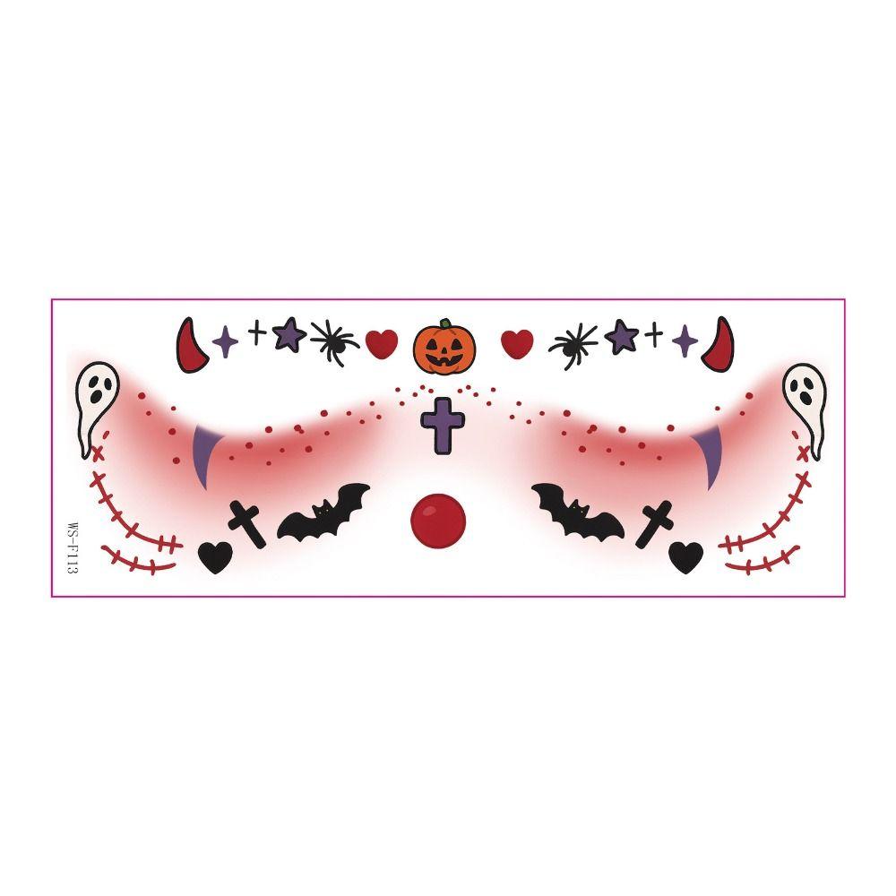 Disposable Halloween Face Tattoo Portable Long-acting Cheek Temporary Stickers Terrifying Transparent Bat Face Stickers