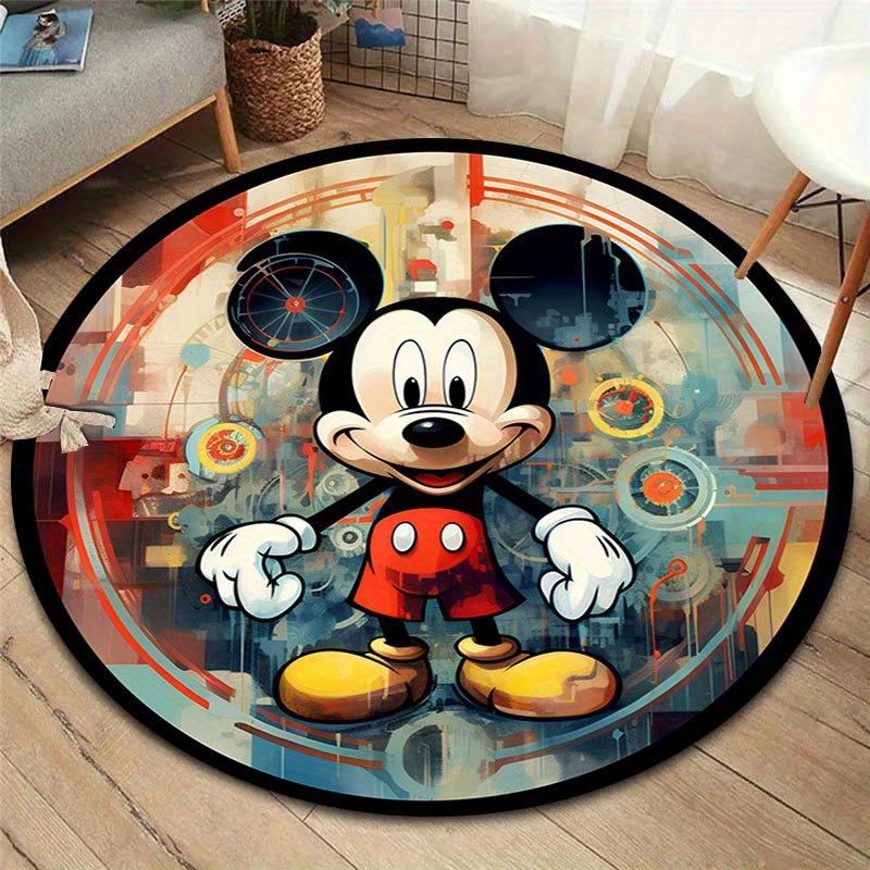 1pc Disney Mickey Mouse Pattern Round Area Rug, Bedroom Living Room Floor Mat, Playroom Bedroom Living Room Indoor Decor Rug, Aesthetic Room