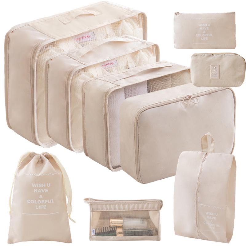 Eight-Piece Travel Storage Bag Set for Organizing Clothes