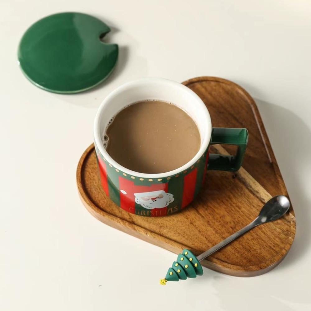 Cana în stil nordic de Crăciun Cupă de Crăciun Cupă drăguță din ceramică cu capac Lingură ceașcă de cafea Suvenir cadou